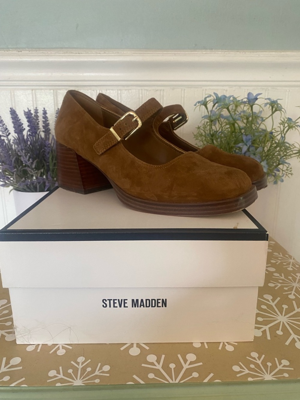 Steve Madden Brown Suede Mary Jane Block Heel